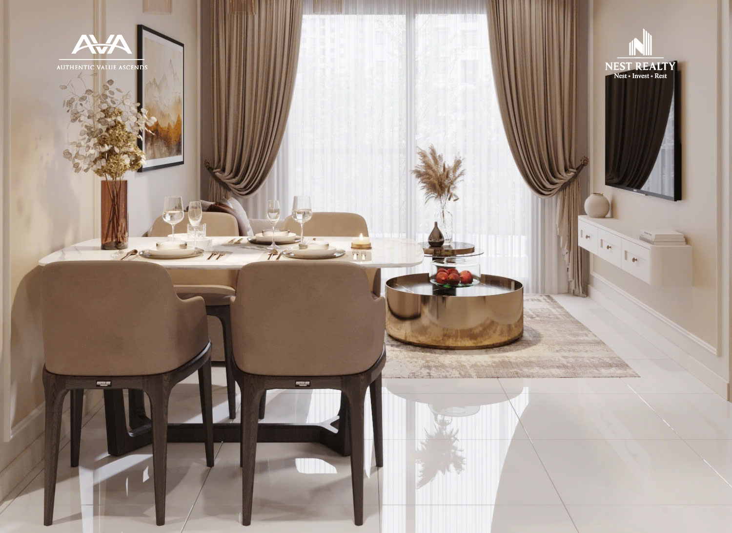 Căn hộ ở tầng cao tại AVA thường đón được nhiều ánh sáng và gió tự nhiên hơn, góp phần tạo nên không gian sống thông thoáng